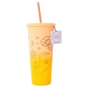 Vibrant Yellow Tumbler with Straw